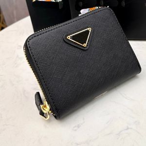 Carteira Mulheres Designer Bolsa Mulher Homem Caixa Original Couro Genuíno Preto Mini Carteiras Moda Letras Clássicas Triângulo Marca Flor Patters S