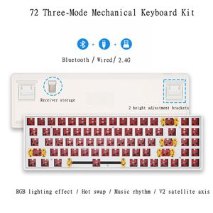 Combos Sky 72 Hot Swap 3pin/ 5pin Switch Mechanical Keyboard Kit 2.4g Bluetooth Typec Plield Comitable Mac/ Win System