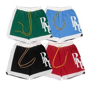 Дизайнерская короткая модная повседневная одежда Пляжные шорты Rhude Summer New Colorblocking Large Print Shorts for Men Women Street Loose Casual Capris Beach Pants Joggers 24
