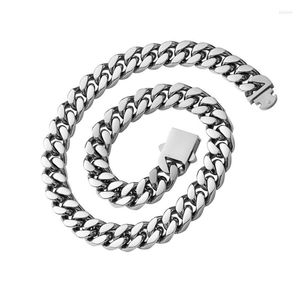 Серьги ожерелья устанавливают хип-хоп ювелирные 10-миллиметровые квадратные квадратные шифрование кубинская цепь титановые стальные нержавеющие браслеты