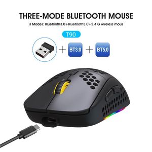 Мыши беспроводной Bluetooth Gaming Мыши легкий домашний офис Перезаряжаемый кабель типа C Кабель быстро заряжая RGB 2,4G USB 3600DPI для ноутбука ПК