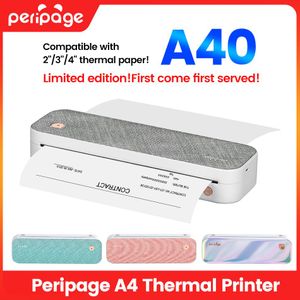 Принтеры Peripage A4 Portable Printer Direct Thermal Mobile Printer Maker Photo Bluetooth 300DPI Printer Printer WTH 1 Roll A4 Paper