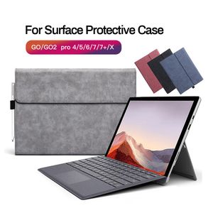 Кейс Flip Cover Pu Кожаный корпус для Microsoft Surface Pro 9 x 8 7 7plus 6 5 4 рукав планшета для поверхности Go 1 2 3 GO2 Стенд для пакета