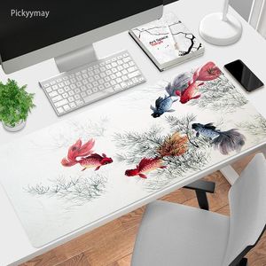 RESTS Büyük Oyun Mousepad Mürekkep Sanat Balık Mouse Pad Bilgisayar Yumuşak Fare Mat Çin Boyama Oyun Masası Paspas XXL PC Klavye Halı