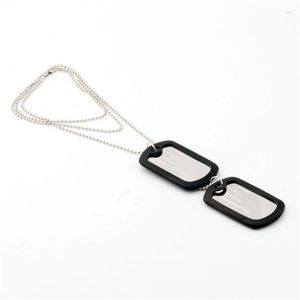 Colares pendentes moda estilo militar estilo preto letra de quatro fileiras Tags de cães duplas Chain Mens Men Link