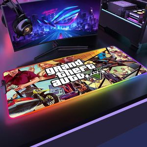 Коврики Grand Theft Auto RGB Коврик для мыши Аксессуары для геймеров Большой светодиодный Лучший игровой коврик для мыши XL Игровой настольный ПК с подсветкой Ковер Mause