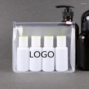 Сумки для хранения 3PCS Custom Logo Transparent PVC Косметические инструменты Упаковка пакета пакета молния пластиковая подарка домой маленькая