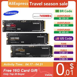 Приводы Samsung SSD M2 NVME 500GB 990 Pro 250 ГБ внутреннего твердотельного привода 980 1 ТБ жесткий диск 980 Pro M.2 970 EVO плюс 2 ТБ для ноутбука