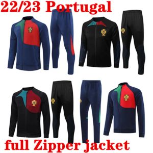 2022 2023 Eşzaman Erkekler Portekiz Ulusal 22 23 Tam Fermuar Uzun Kollu Futbol Futbolu Eğitim Takımı Surdürme Ayak Chandal Spor Giyim Ceket 666