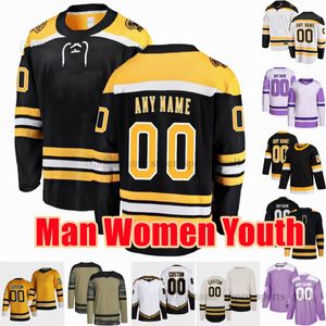 Benutzerdefinierte S-6XL Movie College Hockey trägt Jersey-Stickerei 4 Bobby Orr 63 Brad Marchand 37 Patrice Bergeron 88 David Pastrnak 71 Taylor Hall 59 Tyler Bertuzzi Trikots