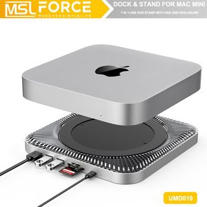 Hubs Mac Mini M1 Dock İstasyonu Standı Harici Depolama Diski ve 4ports USB C HUB SD/TF Kart Okuyucu 2.5inch Sata SSD HDD Muhafaza