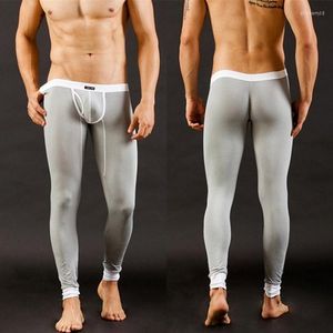 Erkek pantolon sıcak tutan tozluklar uzun modal ince johns ince fit seksi silah ayırma düz renk orta waist