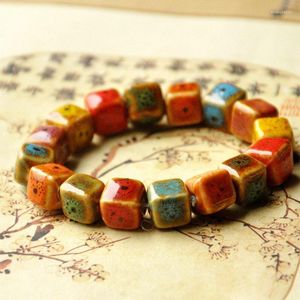 Strand 30 peças/lote de cerâmica melancia contas quadradas Bracelet de contas oblatos geométricos para mulheres Charms Bracelets Acessórios de joias Presente