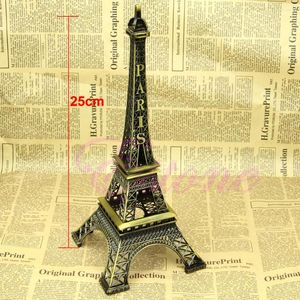 Dekoratif Figürinler 25cm Bronz Tonu Paris Eyfel Kulesi Figürin Heykeli Vintage Alaşım Modeli