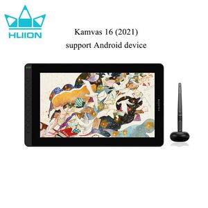 Tabletler Huion Kamvas 16 2021 Grafik Tabletler Monitör Ekran ile 15.6 inç Çizim Ekran Dijital Tablet Android Cihaz PC KAZANIŞ/MAC