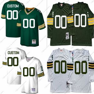 Custom 99 NCAA 75º Vintage Futebol Jerseys Retro Aaron Rodgers Brett Favre Forrest Gregg Don Hutson Willie Wood Paul Hornung Bart Starr Woodson Ray Nitschke White