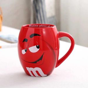 Top 600mL m&m Beans Coffee Mugs Tea Cups and Mugs Cartoon Cute Expression Mark Large Capacity Drinkware Christmas Gifts