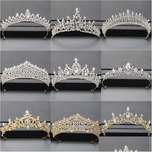 Headpieces Sier Color Crown And Tiara Hair Accessories For Women Wedding Bridal Crystal Rhinestone Diadema Drop Delivery Party Events Dhnpx