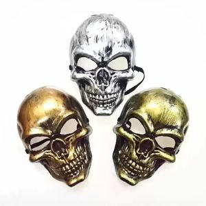 Plastik Hayalet Yetişkinler Korku Maskesi Altın Sier Kafatası Yüzü Unisex Cadılar Bayramı Masquerade Parti Maskeleri Prop Fy3786 S