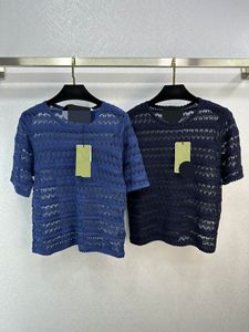 521 L 2023 Летние свитера Женский пуловер -свитер Черный белый полосатый экипаж.