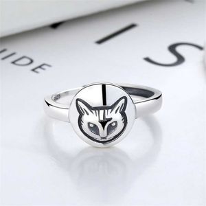 tasarımcı mücevher bilezik kolye yüzüğü 925 gelgit kedi başı basit sterling azınlık yüzüğü çok yönlü kadın