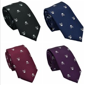 Yaratıcı erkekler dar ok tipi kravat enfes tasarımcı polyester kafatası nakış çok desen gündelik bağlar sıcak satış