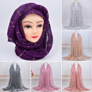 Eşarplar Sade Renkli Slide İpek Buruşuk Hijab Head Band Kadınlar İçin İslami Baş Kapak Sarma Müslüman Hicam Saç