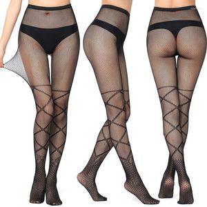 Kadınlar Moda Medias Boş Out Dantel Fishnet Çorapları Net Delik Vücut Çorap Seksi Jakard Mesh İnce Taytlar Külotlu çorap