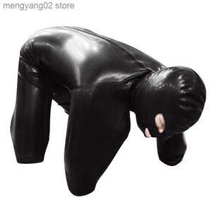 Seksi Set Erkekler Seksi ıslaklık sahte deri lateks katsuit bodysuit erotik iç çamaşırı zentai gay cosplay fetiş giyim pvc gel siyah esir T230530