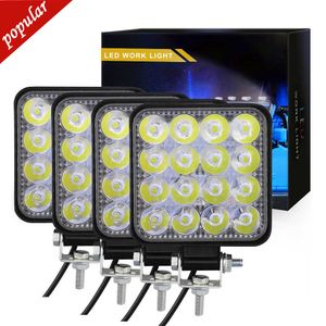 Yeni 4pcs 48W 16LL iş lambası LED araba sisi 12V 24V kamyon SUV 4x4 4wd mühendislik farları off-road LED kare far