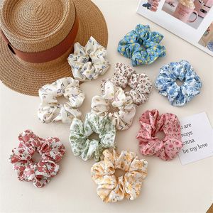 Gentle Sweet Women Floral Hair Ties Scrunchies Tulip Rose Flower Hair Rope Summer Ponytail Holder Rubber Band Hair Accessories