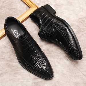 Мужские туфли кожа Oxford Crocodile Photle