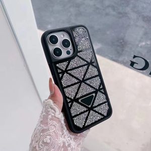 Tasarımcı Bling Glitter Pırlanta Desen Cep Telefon Kılıfları Kadınlar için Apple iPhone 14 13 12 11 Pro Max Lüks Farkling Tam Beden Mobil Arka Pilding Fundas Siyah