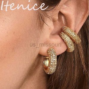 Stud Itenice Bohemia C Kristal Küpe Kulak manşet Kadınlar istiflenebilir C şekilli Rhinestone kulak mantarları klips Altın Rengi J230529