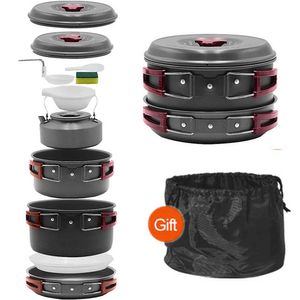 Kamp Tencere Kiti Yapışmaz Hafif Sırt Çantalı Pişirme Seti Açık Mool Gear Pot Pan Kase Aile Yürüyüş Piknik Seyahat