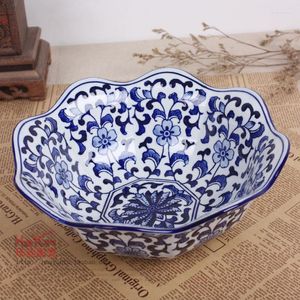 Пластины Jingdezhen Керамическая синяя и белая фруктовая тарелка Большой ручной эконом