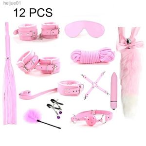 Взрослые игрушки кожаные сексуальные наручники воротнички кнут кляп зажимы веревка BDSM наборы BDSM для взрослых игрушек для женщин пары анальный штекер Fox Hail L230518