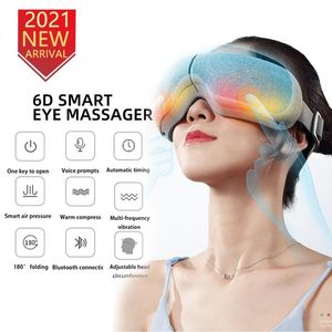 Rahatlama Akıllı Elektrikli Göz Masajı Bluetooth Hava Yastığı Titreşim Göz Masajı 6D Kırışıklık Yüz Masajı Göz Bakım Masaj Enstrümanları Isı