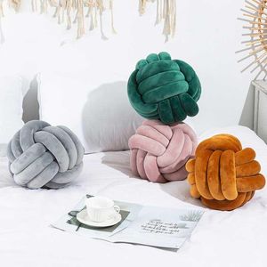 Travesseiro EIFLOY Nordic Soft Velvet Knot Ball Round Handmade Decorative Throw Pillows For Sofa Car Patio Kids Toy Bedroom