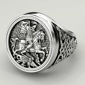 Bant halkaları erkek mücevher punk benzersiz domineering şövalye at ejderhası, erkekler için parti vintage mücevher için metal halkalar istekli geometrik desen j230531