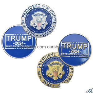 Искусство и ремесла 2024 г. Президент Соединенных Штатов Металлическая памятная коллекционная монета Дональд Трамп переизбранный подарки Доставка Dhkzv