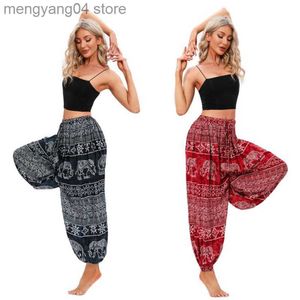 Kadın Pantolon Capris Bayan Harem Pantolon Boho Vintage Baskı Gevşek Yo-Ga Pantolon Hippi Leisure Belly Dance Pants Pantolon Bolby Tayt Spor Giyim T230531