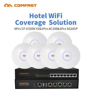 Routers Hotel Restaurant Restaurant Wi -Fi Cover Roaming Wi -Fi Kit 6pc Indoor Acess Point AP + 1PCS BALACT BALACE ROUTER +1 POE SWITCH
