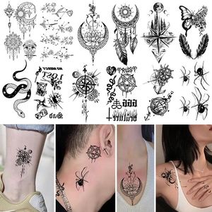 Татуировки 100 листов водонепроницаемые временные татуировки наклейки мужчины женщины черный, белый цвет маленький тотем цветок мода сексуальное искусство поддельные татуировки набор