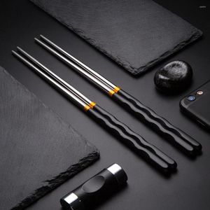 Chopsticks Stylish Portable Stainless Steel Non-slip Chinese Chopstick Tableware El Restaurant Home Cutlery Gift Kitchen Tool