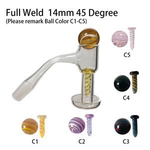 Tamamen Kaynaklı Terp Slurper Quartz Banger Tırnak Kaseleri 14mm Erkek 45 ve 90 Derece Düz Üst Yağ Tam Kaynak Bangers Teçhizatları Su Yağı Bubbler Borular Harman Bong Toptan