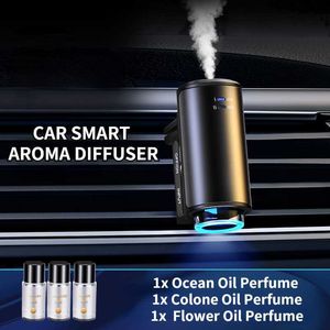 Intelligent Car Air Diffuser Aroma Auto Air Vent Humidifier Mist Wood Grain Oil Aromatherapy Car Air Freshener Perfume Fragrance L230523