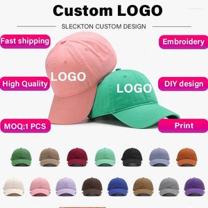 Top Caps Sleckton Özel Logo Nakış Şapkası Beyzbol Kapağı Erkekler ve Kadınlar Marka Tasarım Diy Resim Baskı Pamuk Yaz Güneş Şapkaları UNISEX