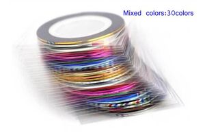 Целые 30 шт. 30 разноцветных рулонов смешанных цветов, полосатая лента, линия, украшение для дизайна ногтей, наклейки, сделай сам, типсы для ногтей 7668293