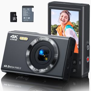 Цифровая видеокамера для детей, 4K, 44 МП, поддержка 16-кратного зума, маленькая и портативная, подходит для начинающих фотографов 231030